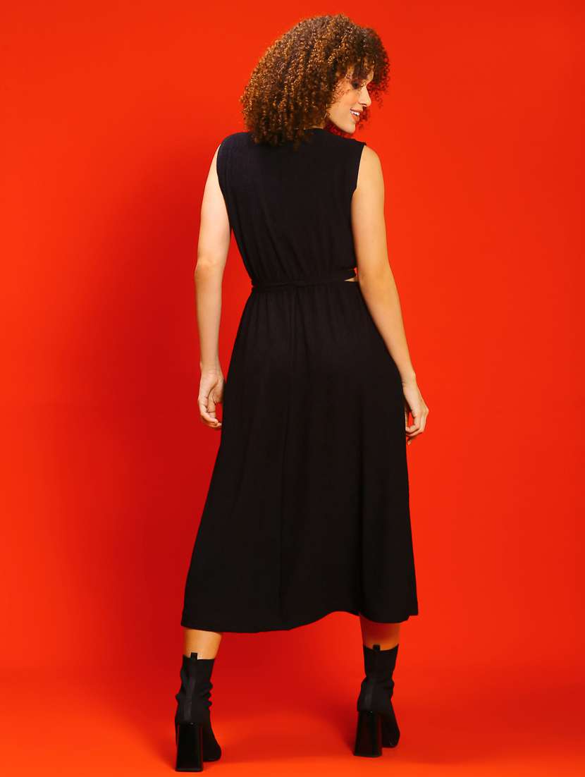 women black solid fit & flare dress - 20847885 -  Standard Image - 4