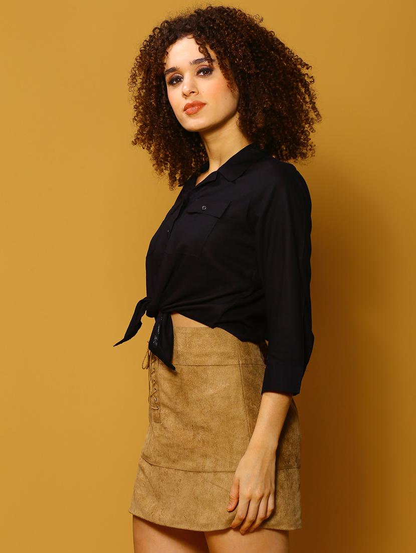 women black solid shirt top - 20847918 - Standard Image - 1