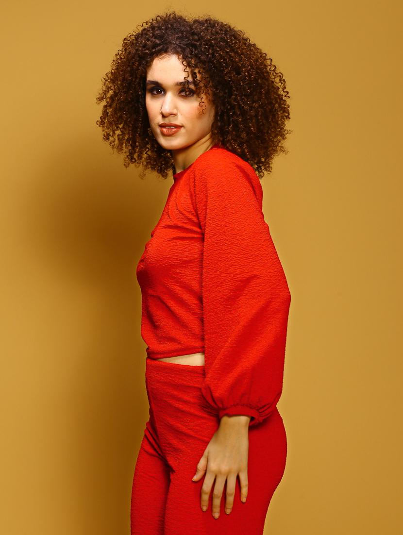 red self design detailed short top - 20847930 - Standard Image - 1