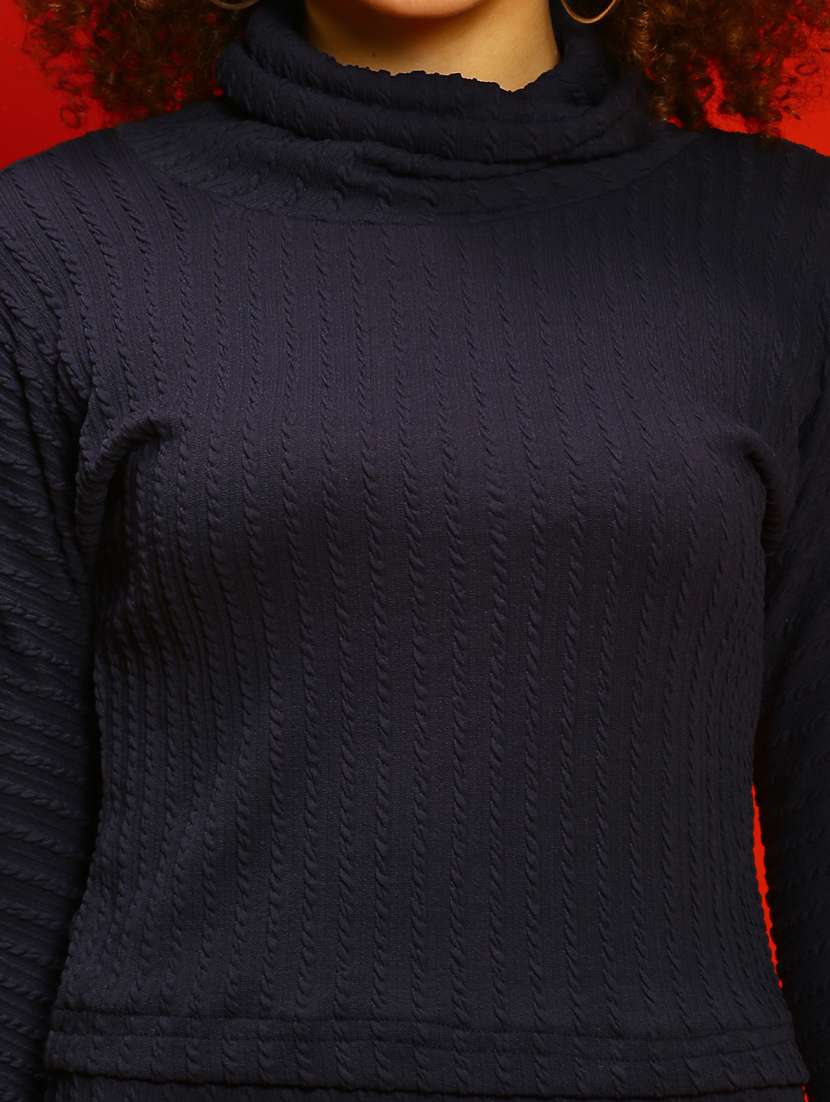 Women Navy Blue Self-designed Regular Top - 20847944 -  Standard Image - 4