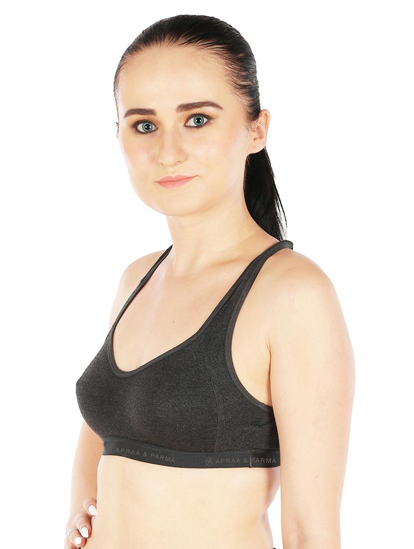 black cotton blend sports bra - 20848273 -  Standard Image - 1