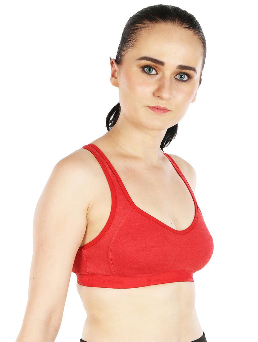 red cotton blend sports bra - 20848274 - Standard Image - 1