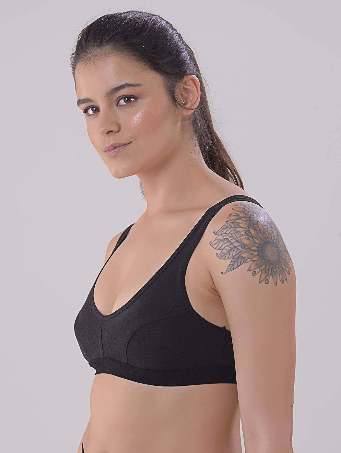 black cotton blend sports bra - 20848276 - Standard Image - 1
