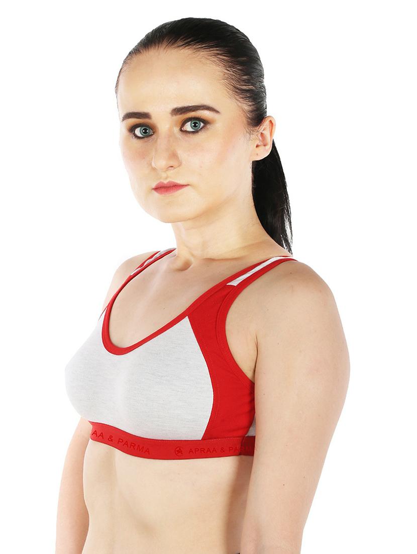 red cotton blend sports bra - 20848394 - Standard Image - 1