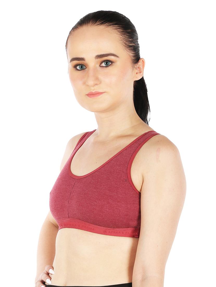 maroon cotton blend sports bra - 20848463 - Standard Image - 1