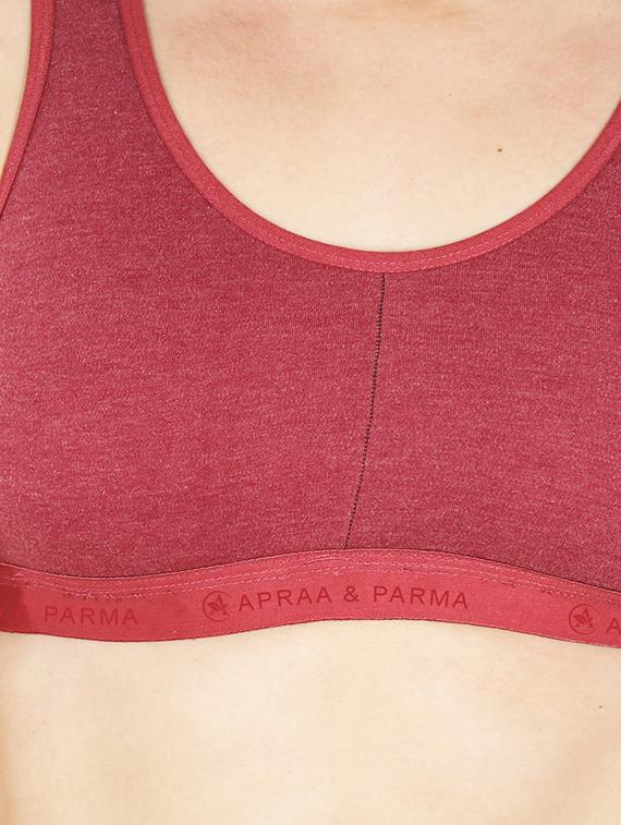 maroon cotton blend sports bra - 20848463 - Standard Image - 4