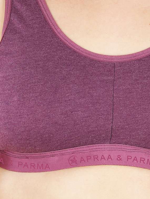 purple cotton blend sports bra - 20848464 - Standard Image - 4