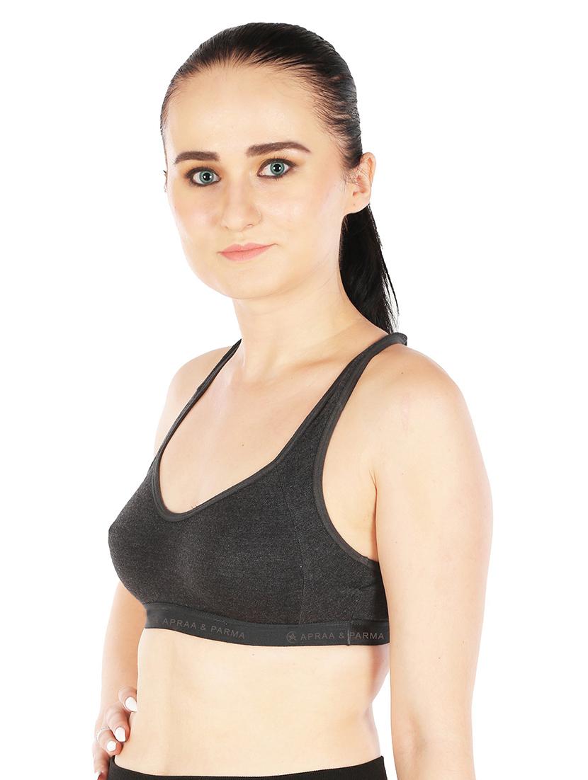 black cotton blend sports bra - 20848468 -  Standard Image - 1