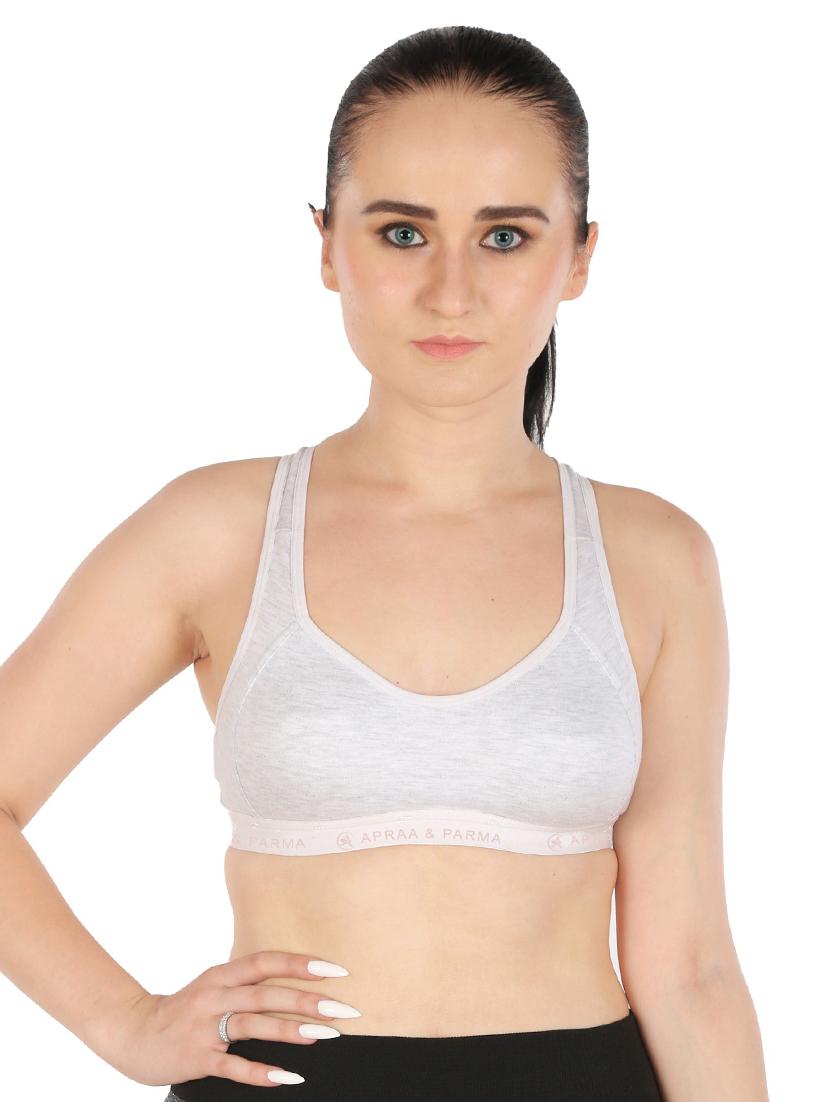 grey cotton blend sports bra - 20848470 -  Standard Image - 1