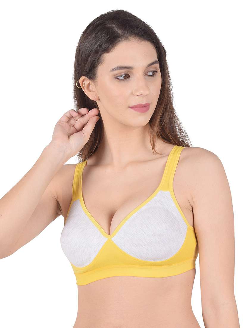 yellow cotton blend sports bra - 20848514 - Standard Image - 1