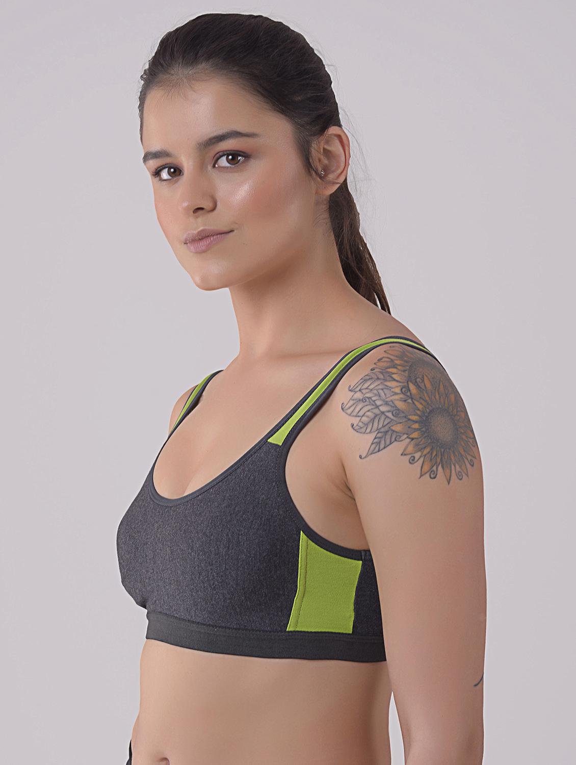 grey cotton blend sports bra - 20848550 - Standard Image - 1