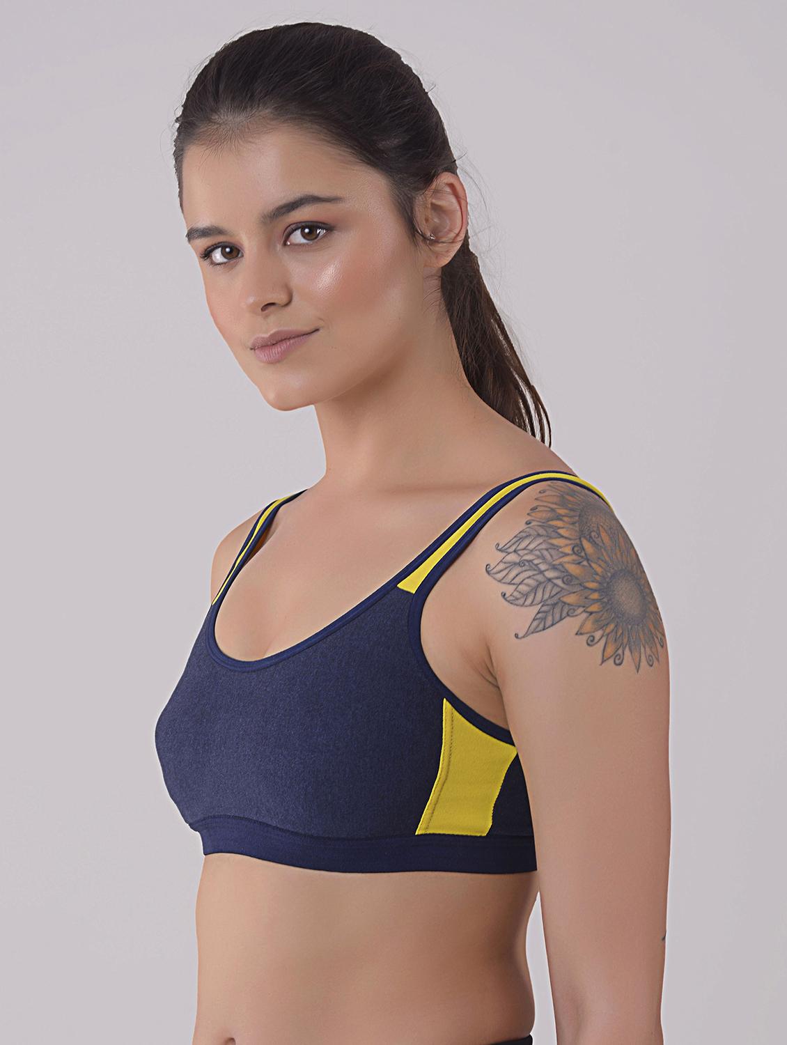 navy blue cotton blend sports bra - 20848551 - Standard Image - 1