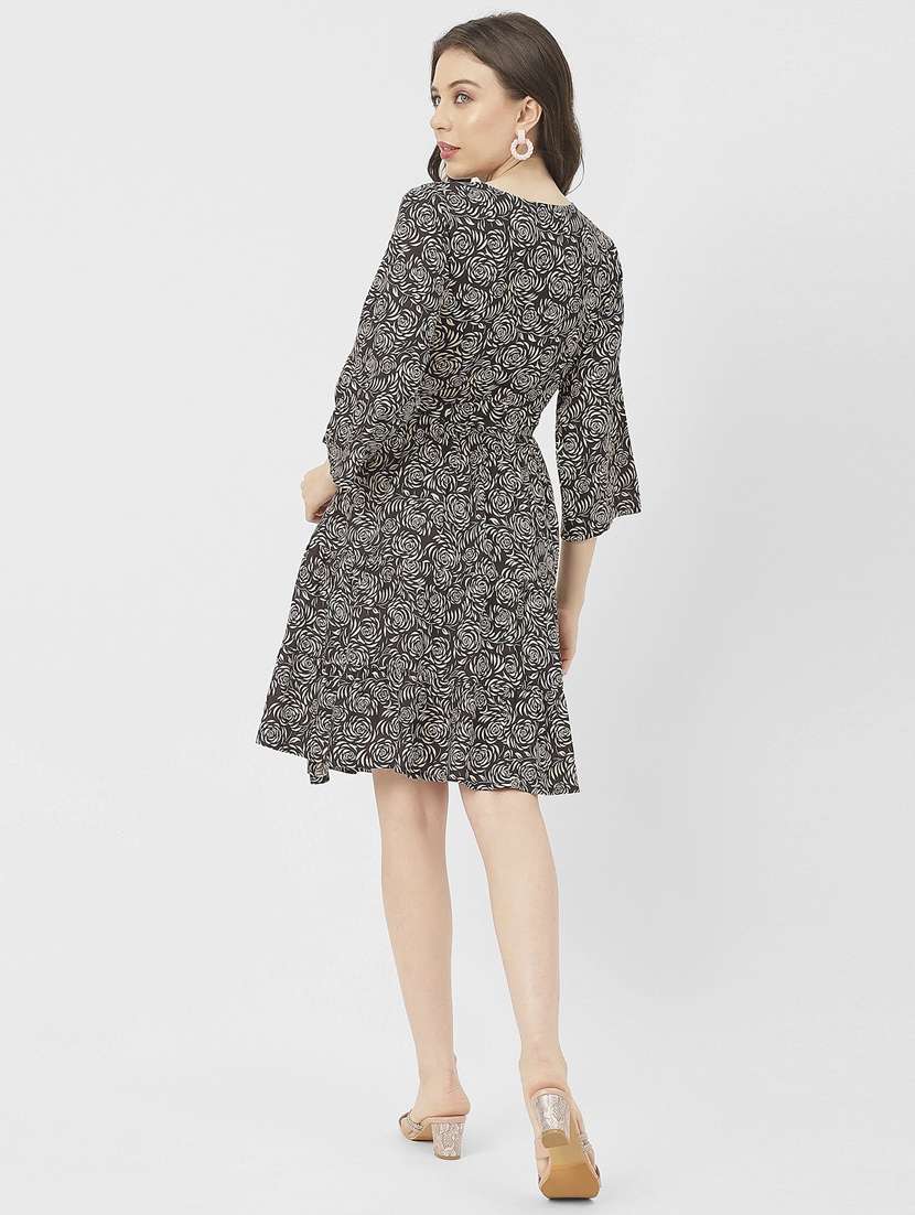 women brown floral printed wrap dress - 20848786 -  Standard Image - 4