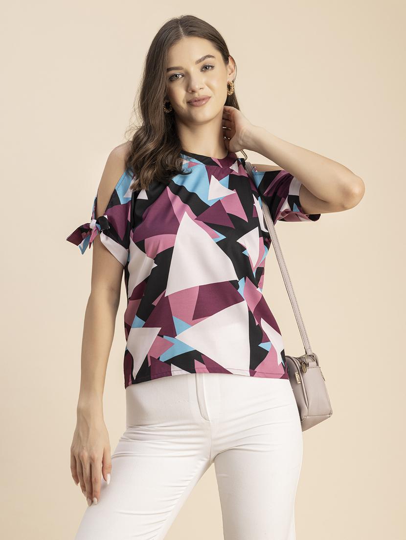women multicolored geometric printed straight top - 20848811 -  Standard Image - 1
