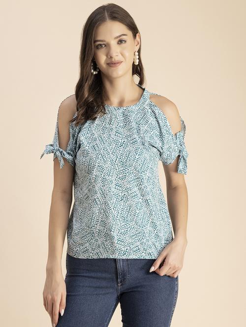 green printed detailed regular top - 20848813 - Standard Image - 0