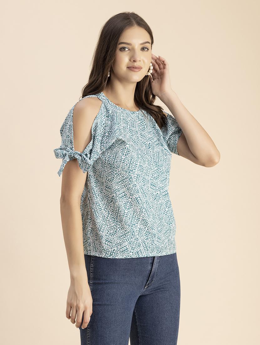 green printed detailed regular top - 20848813 - Standard Image - 1