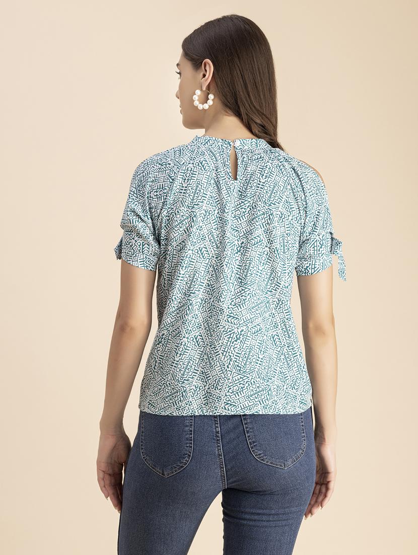 green printed detailed regular top - 20848813 - Standard Image - 4