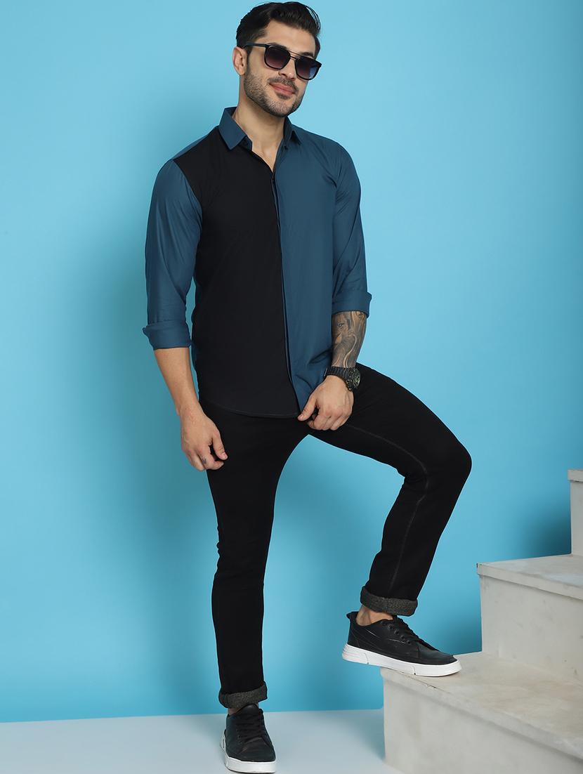 teal cotton cotton satin casual shirt - 20848826 - Standard Image - 4