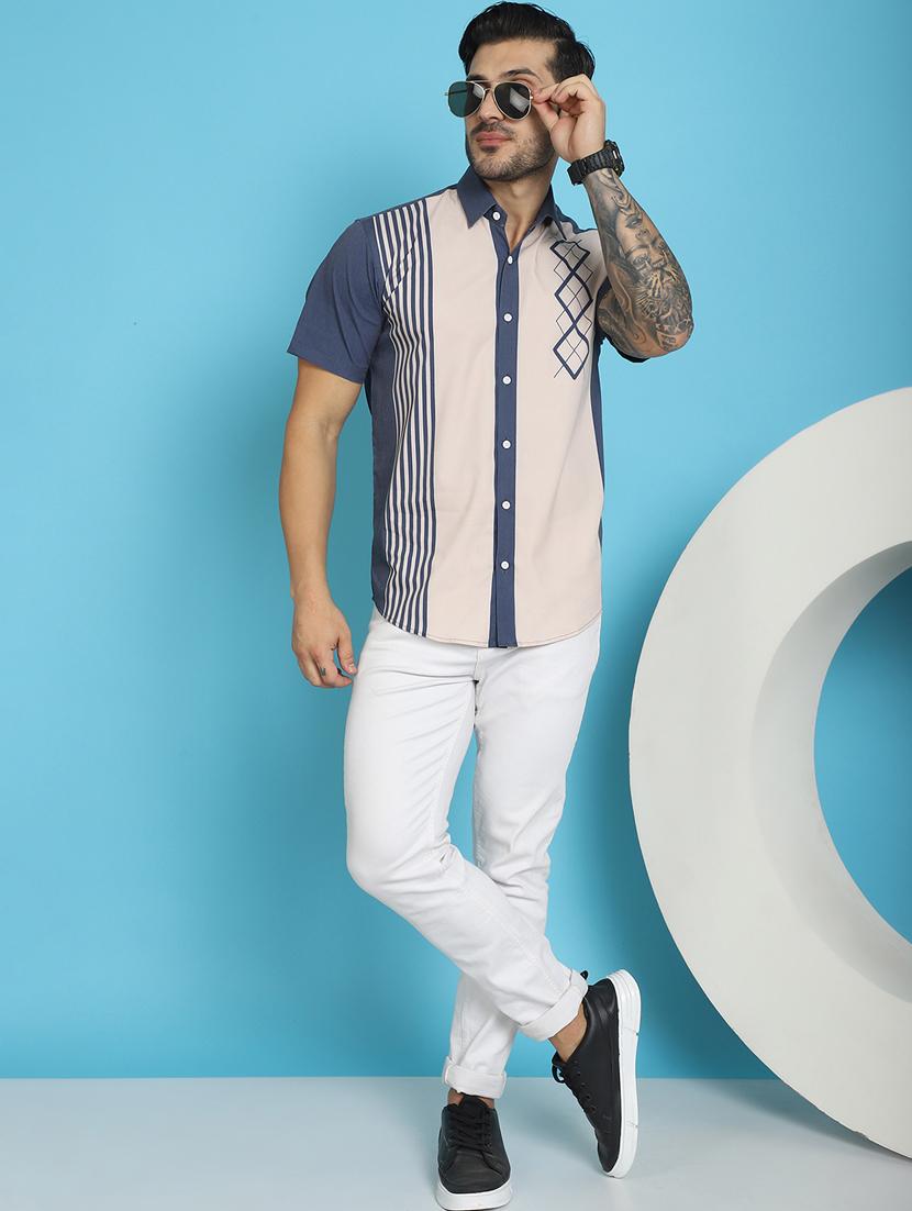 cream cotton blend casual shirt - 20848829 - Standard Image - 4