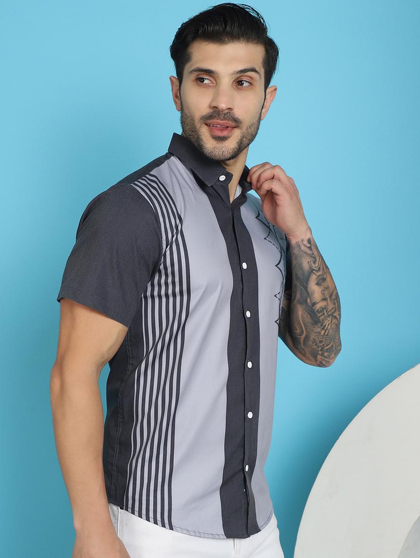 grey cotton blend casual shirt - 20848830 - Standard Image - 1