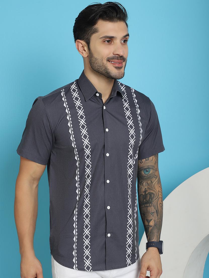 charcoal cotton blend casual shirt - 20848836 - Standard Image - 1