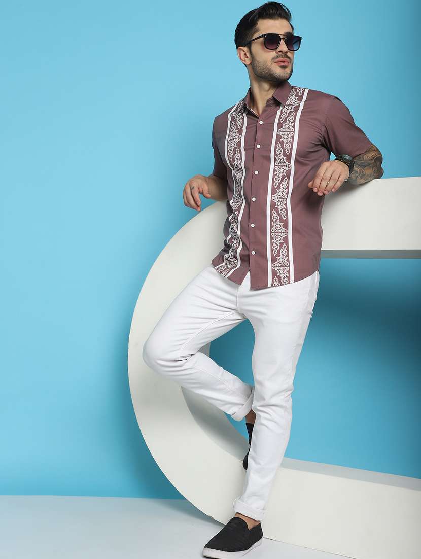 magenta cotton blend casual shirt - 20848838 -  Standard Image - 4