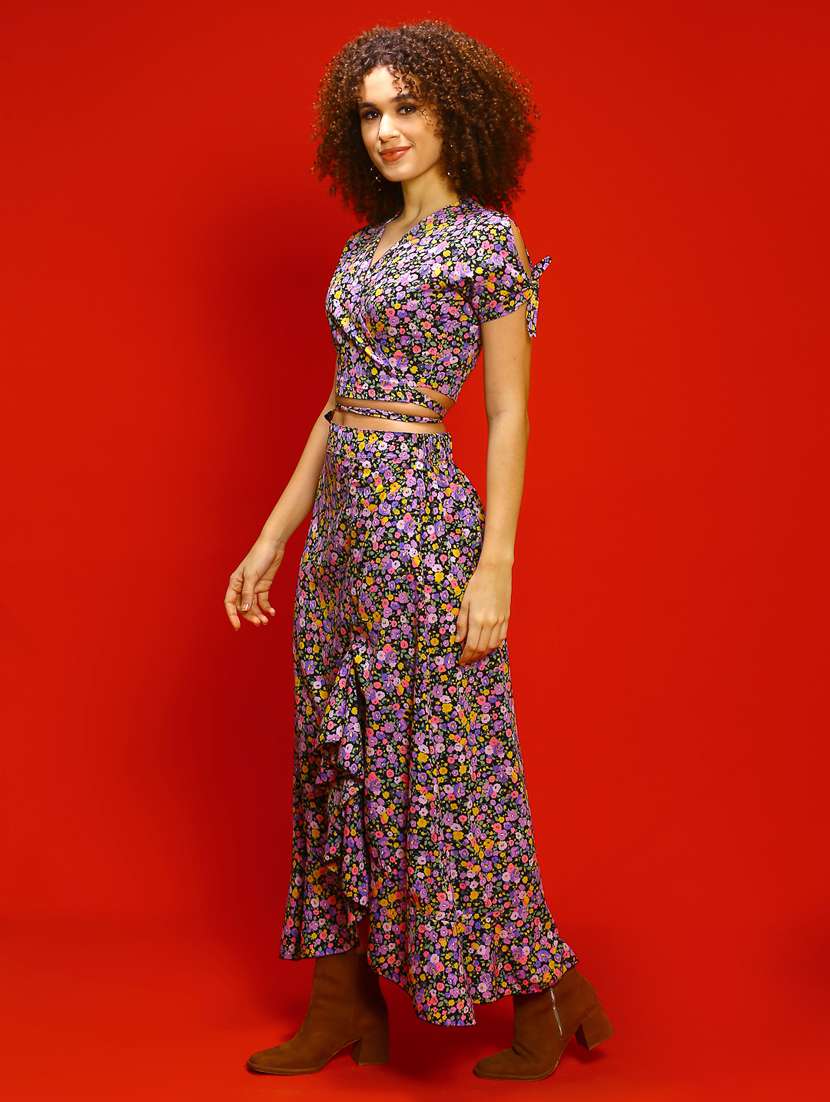 women multicolored floral printed top and skirt co-ord set - 20848841 -  Standard Image - 1