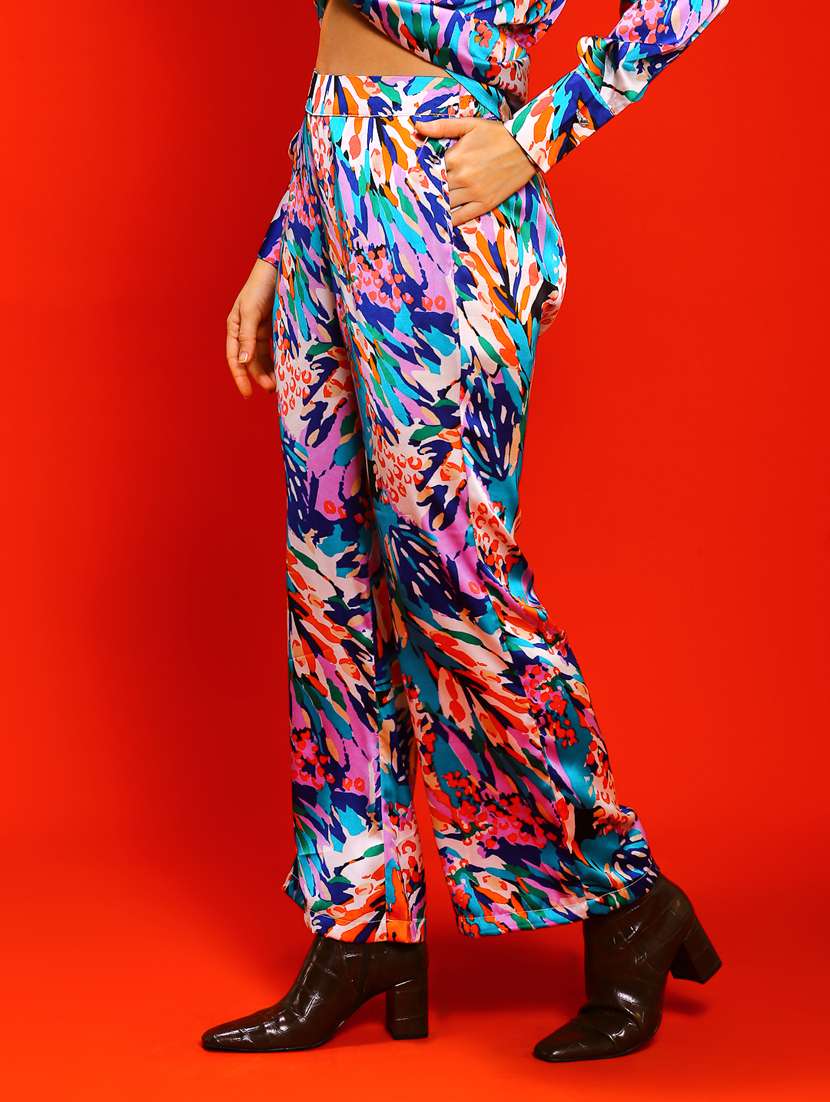 multicolored polyester flat front trouser - 20848912 - Standard Image - 1