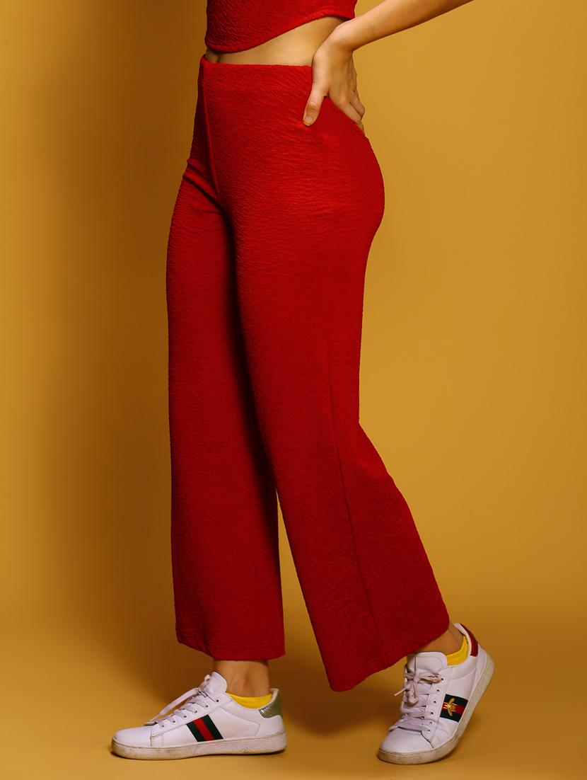 red polyester flat front trouser - 20848918 - Standard Image - 1