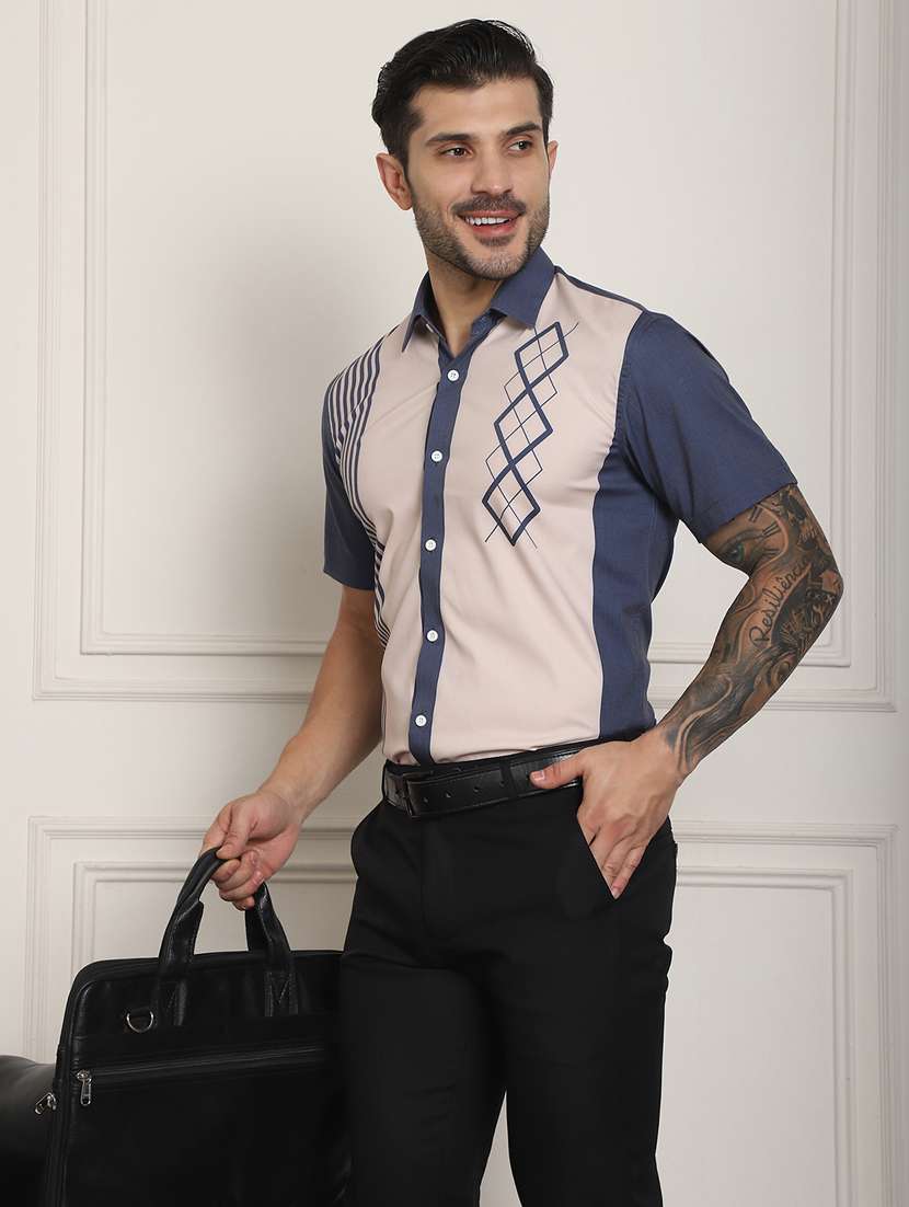 cream cotton blend casual shirt - 20848923 -  Standard Image - 1