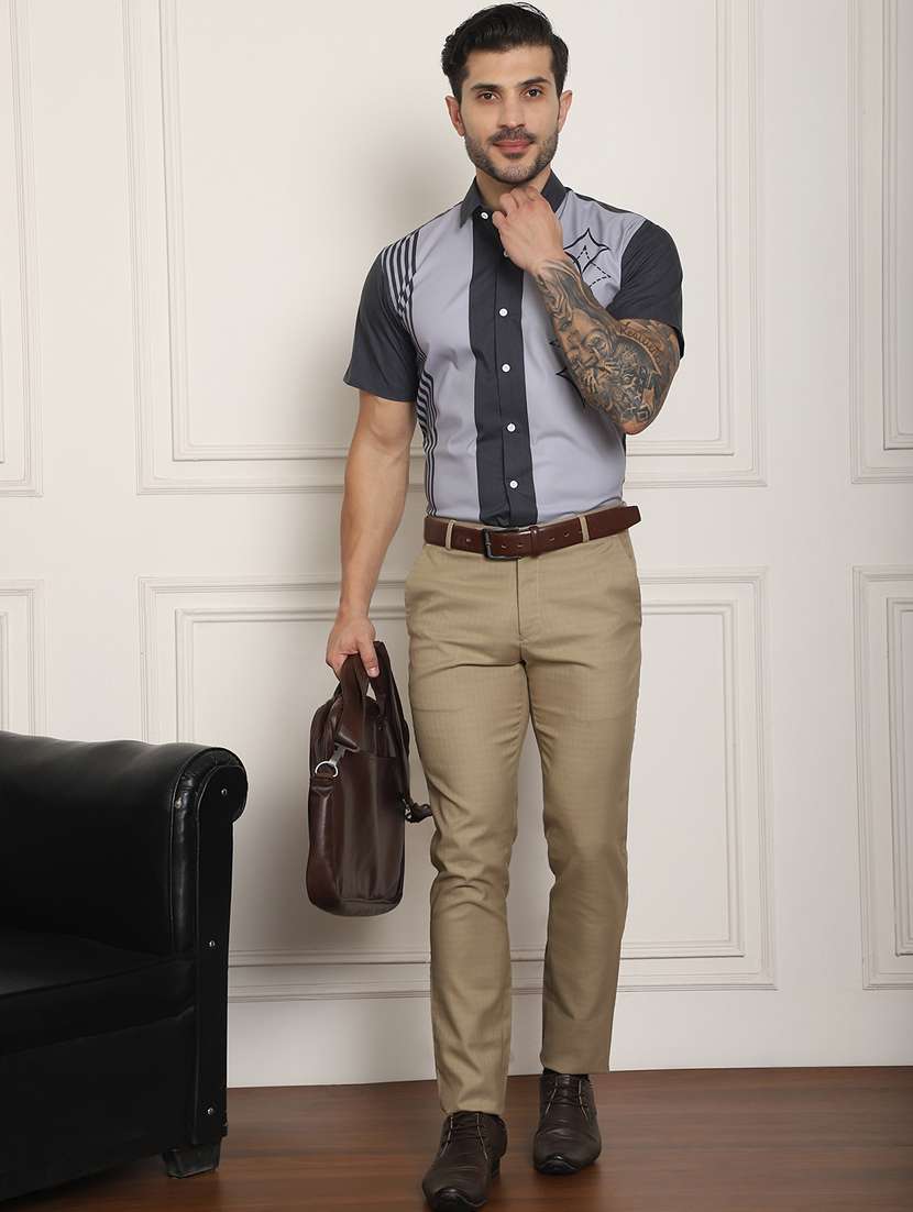 grey cotton blend casual shirt - 20848924 - Standard Image - 4