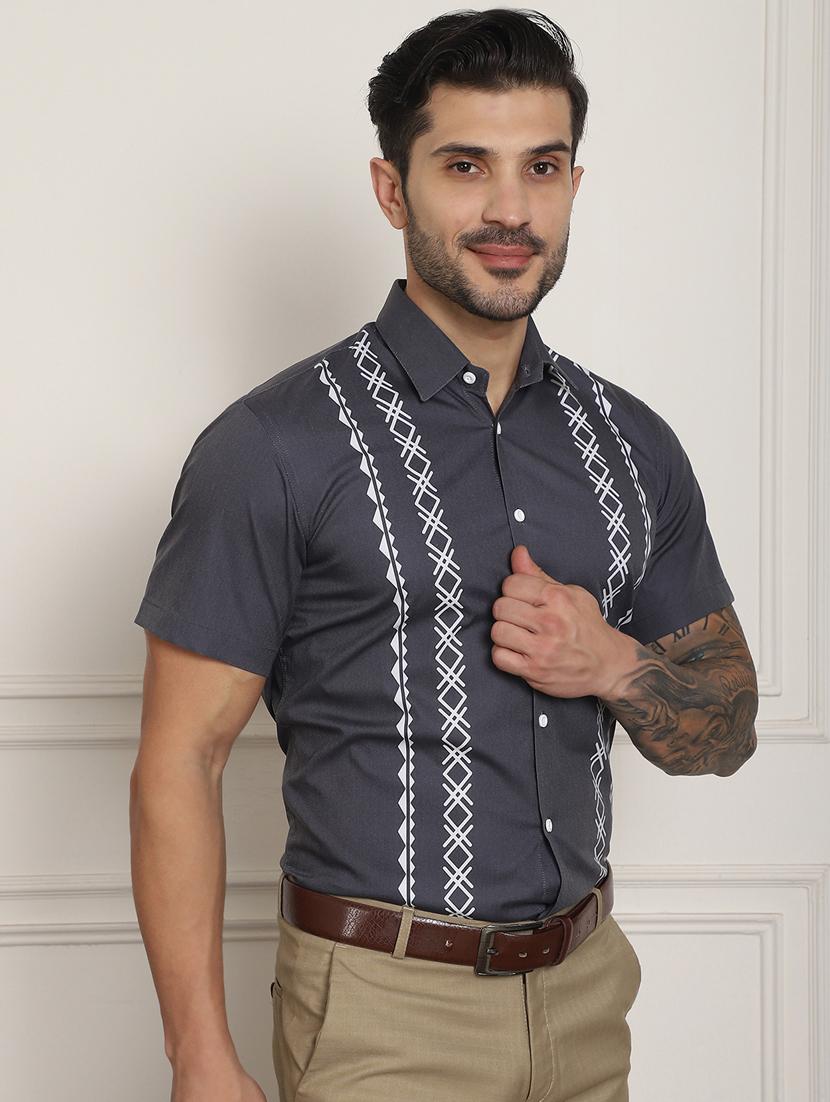 charcoal cotton blend casual shirt - 20848930 -  Standard Image - 1