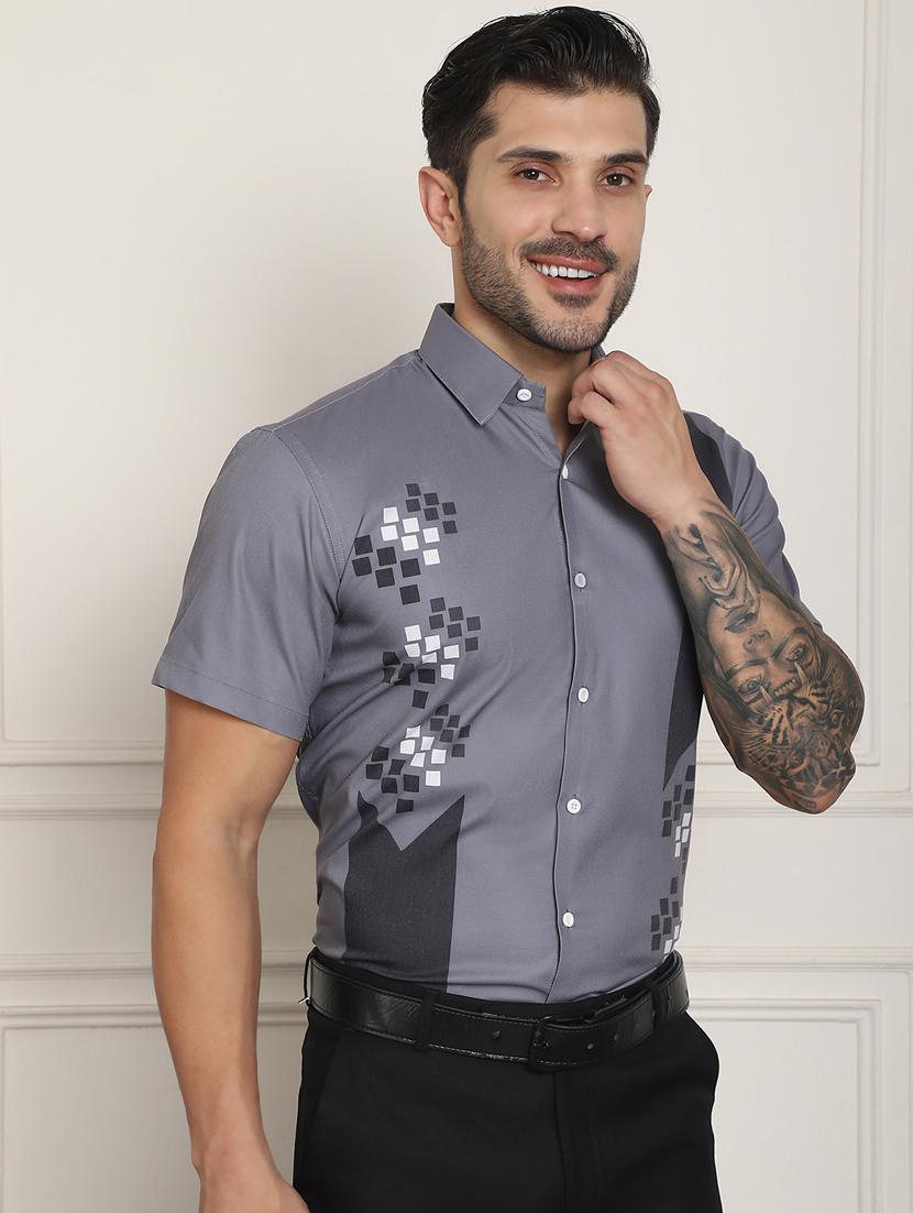 grey cotton blend casual shirt - 20848931 - Standard Image - 1
