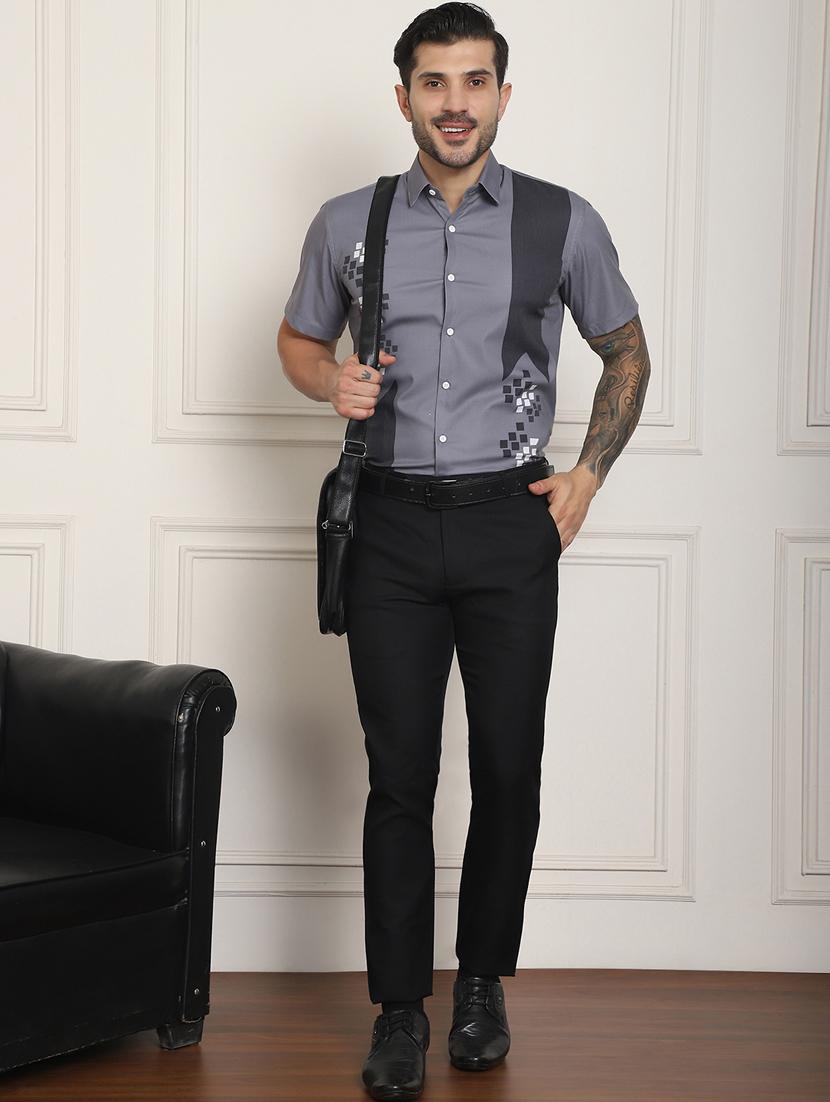 grey cotton blend casual shirt - 20848931 - Standard Image - 4