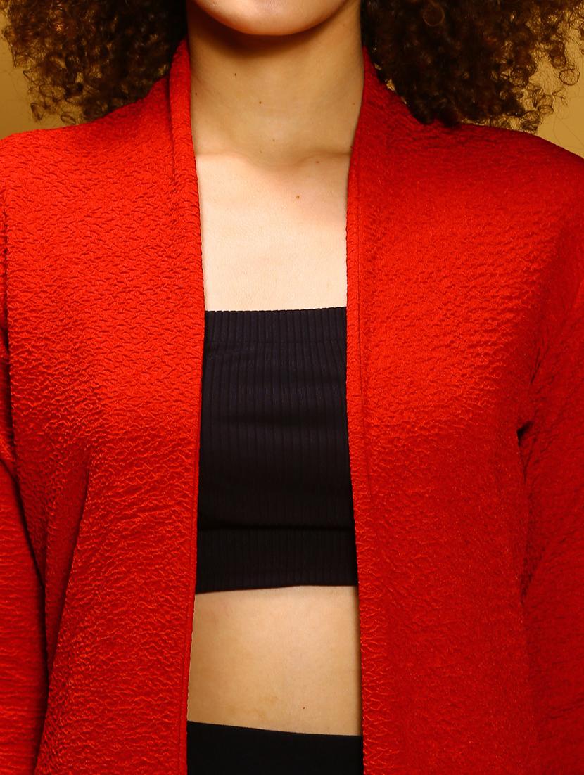 women red solid regular shrug - 20849022 - Standard Image - 4