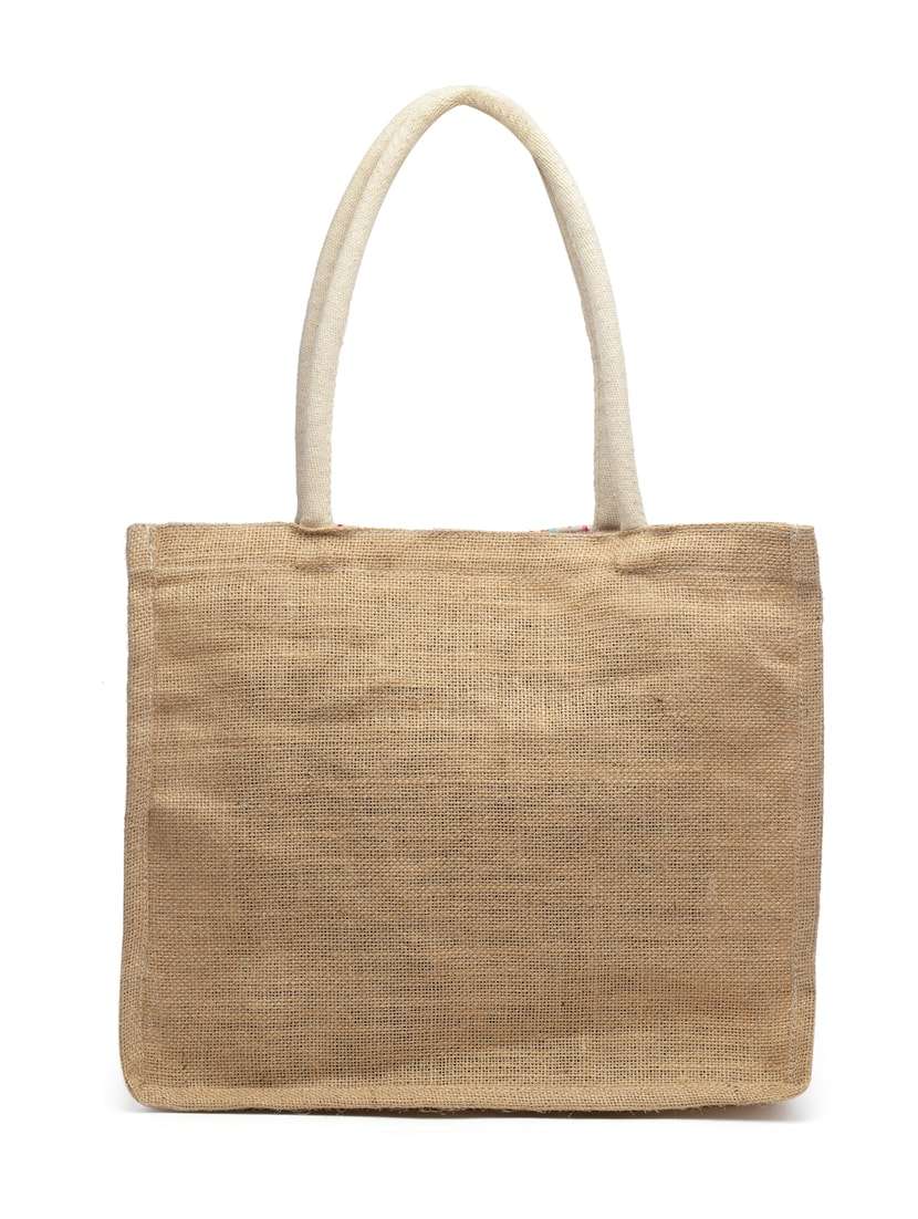 Sisal Khaki & Multi Boho Striped Jacquard Jute Shoulder Bag
