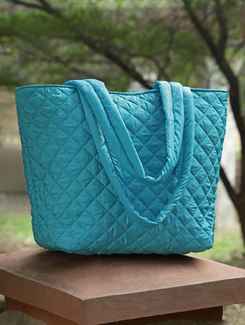 blue quilted regular tote