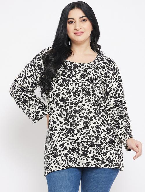 white printed plus size top - 20850540 -  Standard Image - 0
