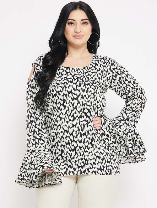 women printed crepe plus top - 20850545 - Standard Image - 0