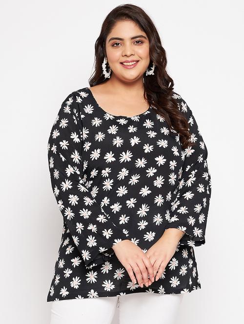 black floral printed plus size top - 20850551 -  Standard Image - 0