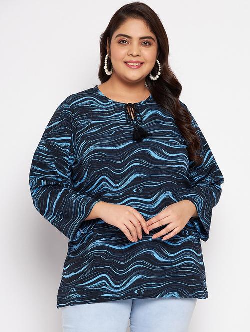 blue printed plus size top - 20850553 - Standard Image - 0