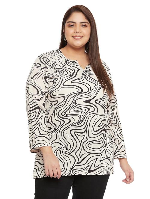 off white printed plus size top - 20850563 -  Standard Image - 0