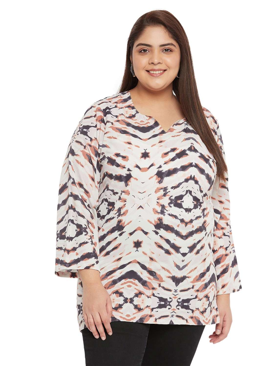 off white printed plus size top