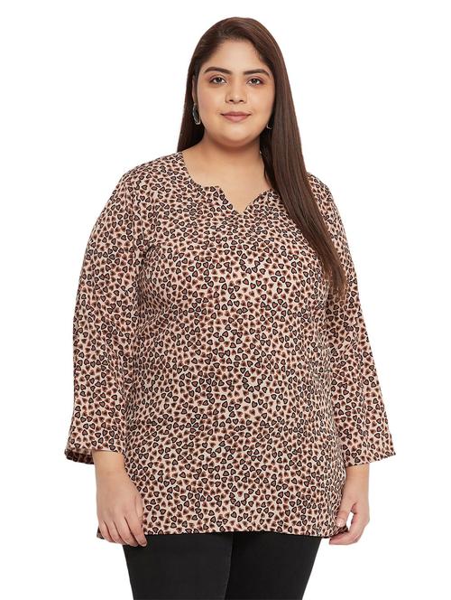 beige printed plus size top - 20850565 -  Standard Image - 0