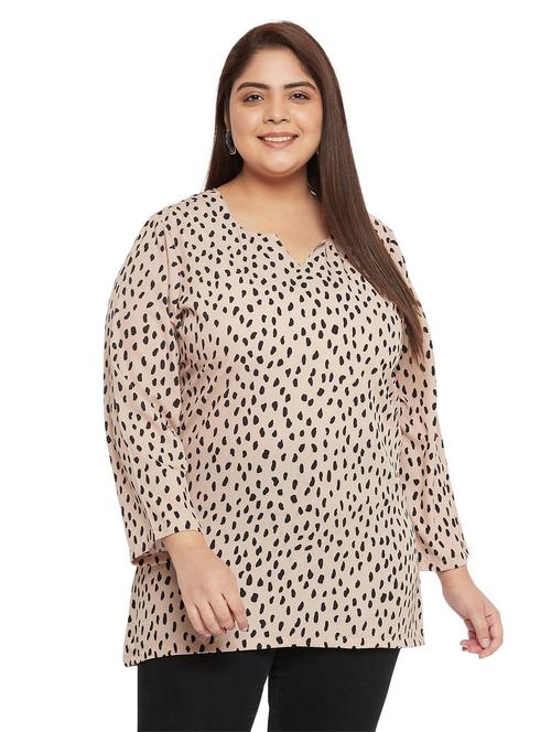 beige printed plus size top - 20850566 - Standard Image - 0