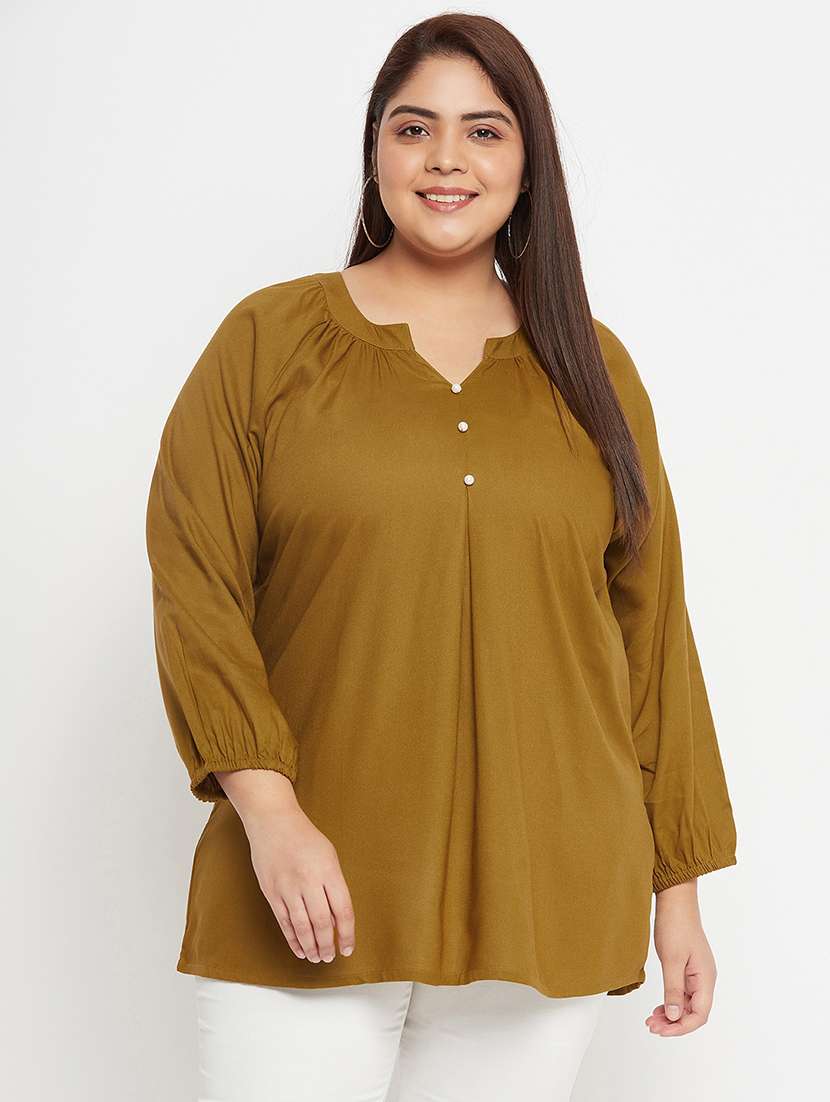 women green regular fit plus top