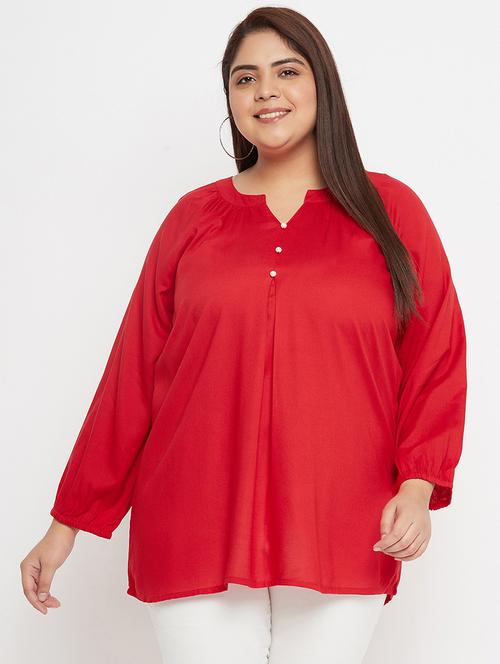 solid red detailed plus size top - 20850590 -  Standard Image - 0
