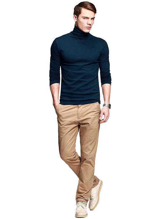 blue cotton blend plain tshirt