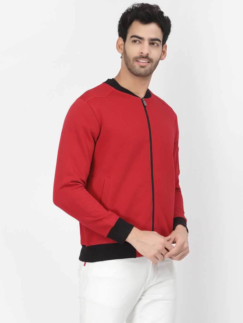 red cotton blend casual jacket - 20850979 -  Standard Image - 1