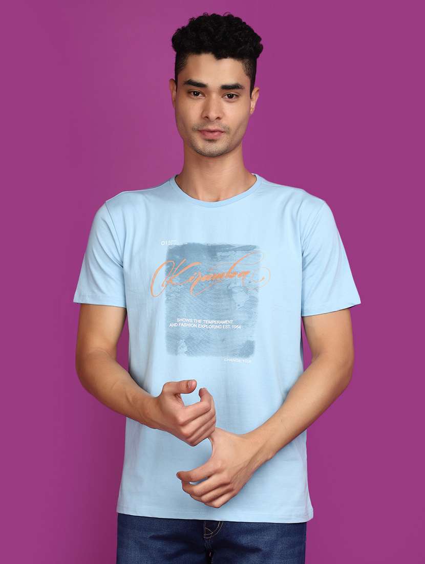 men round neck front printed t-shirt